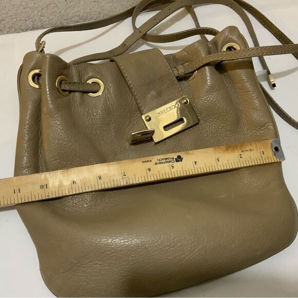 Jimmy Choo [Authentic] Ryad Sandy Brown Leather Flip Lock Crossbody Bag - Picture 15 of 16